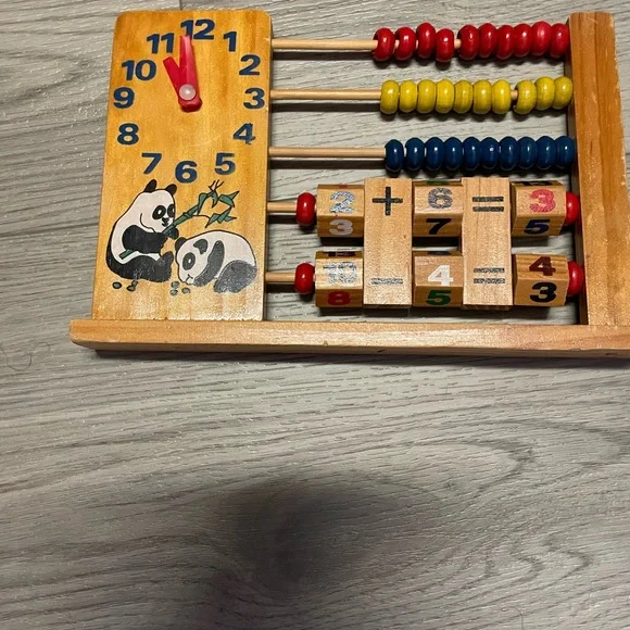Wooden Panda Abacus and Clock Toy - Picture 1 of 1
